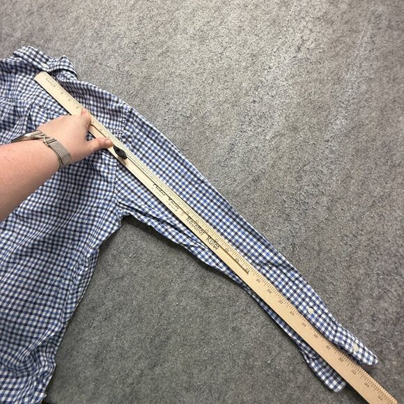 Brooks Brothers Oxford Button-Down Shirt Men L Blue Check Gingham OCBD 44" - Picture 11 of 13